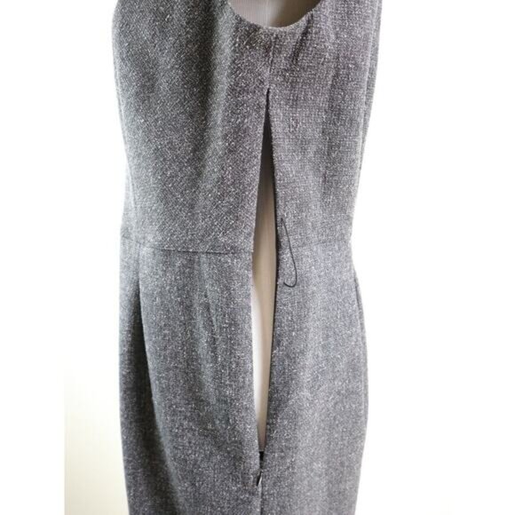 Oscar de la Renta Size 10 Bow Tweed Sheath Dress Cap Sleeve Gray - Picture 8 of 11
